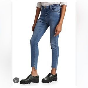 FRAME Le High Raw-Hem Stretch Skinny Jeans